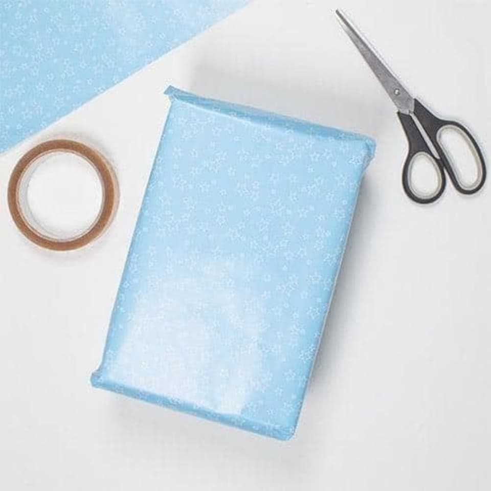 image 1 of Baby Blue Stars Gift Wrapping Paper Roll 3m