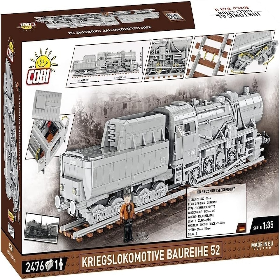 image 1 of Cobi - Historical Trains - KRIEGSLOKOMOTIVE BAUREIHE (2,476 Pieces)