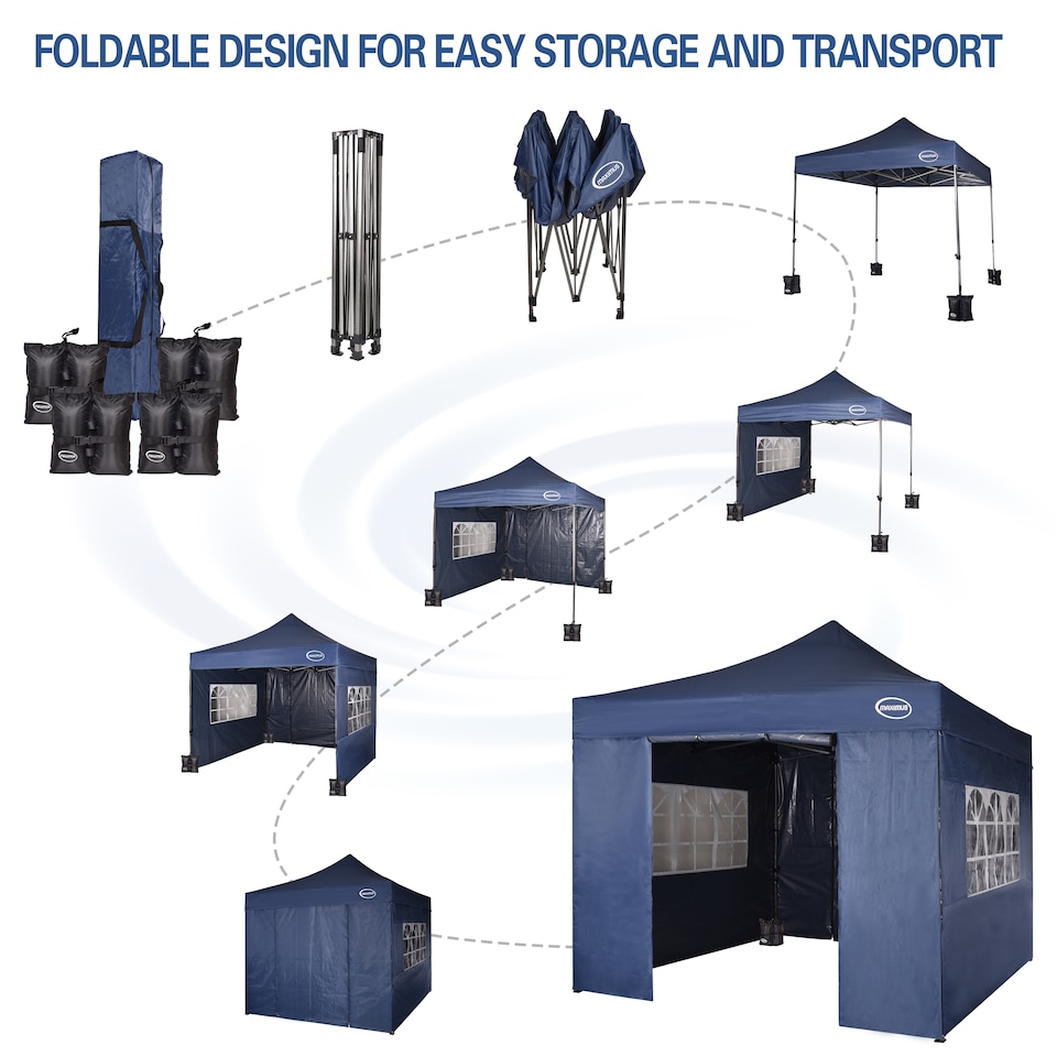 image 1 of Maximus 3 x 3m Heavy Duty Pop up Gazebo With Removable Sides | Brown | Blue
