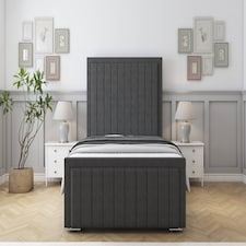 Sloomy Pemberton Graphite Dumfries Deep-Sided Bed Frame With 50" Upholstered Headboard 4'6 Double