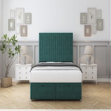 Sloomy Manhattan Emerald Plush Ottoman Bed With Mattress With 26" Strutted Headboard 4'6 Double