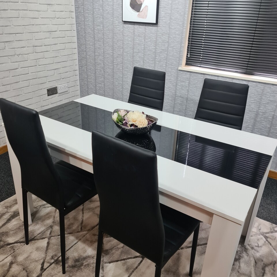 Kosy Koala Modern Dining Table Set With 4 Black Chairs Dining Room ...