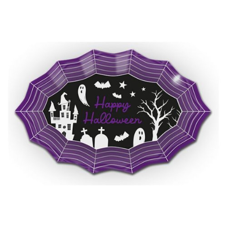 Halloween Web Shaped Plastic Serving Plate Assorted Colours