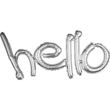 Silver Hello Script Air Fill Foil Balloon 83cm / 33 in