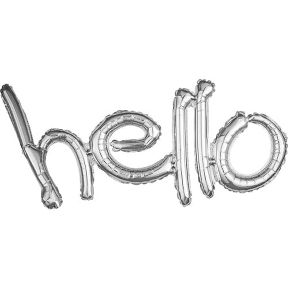 Silver Hello Script Air Fill Foil Balloon 83cm / 33 in