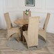 image 3 of Oregon Round Oak Dining Table with Lola Fabric Chairs Brown
