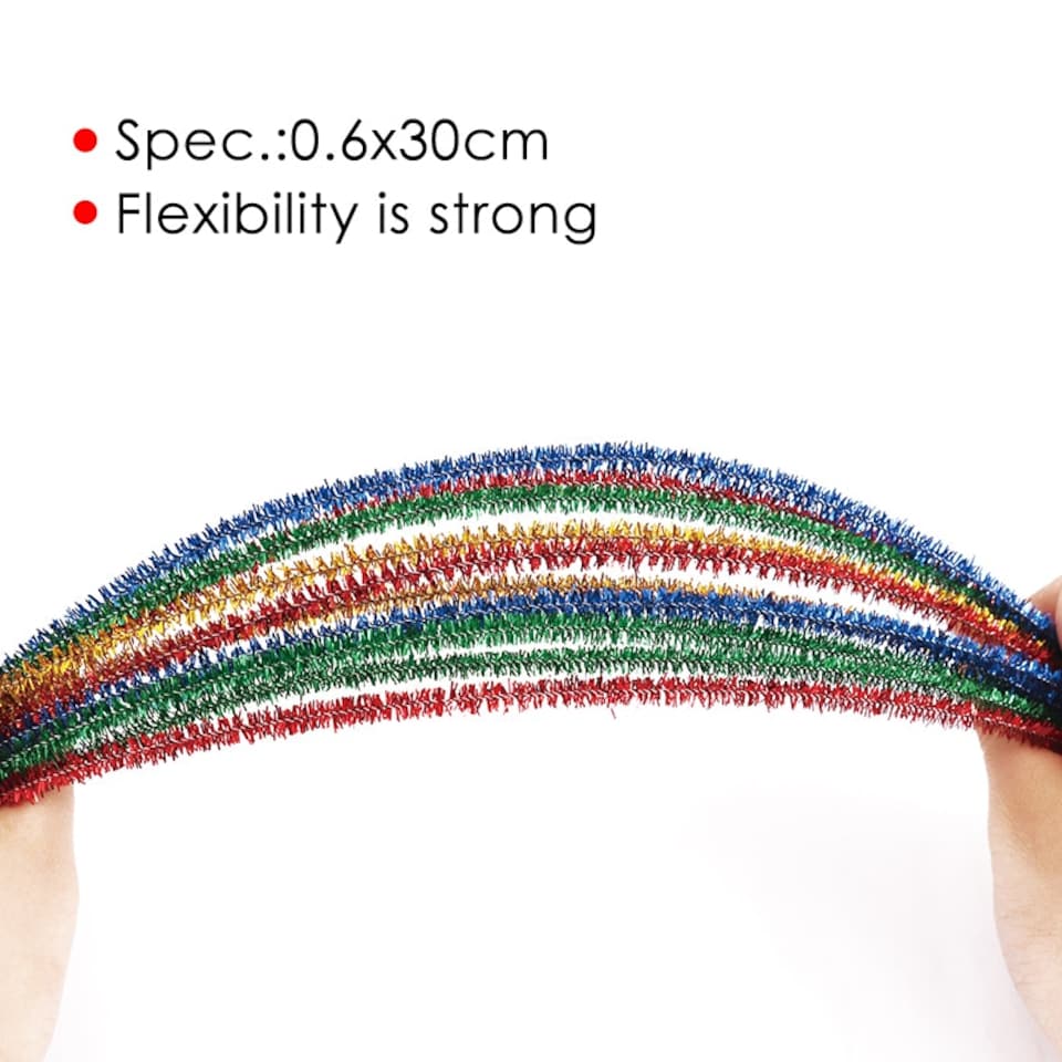 image 1 of Pack of 100 Assorted Glitter Chenille Stem Pipe Cleaners 0.6 x 30cm