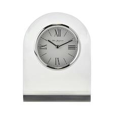 Wm.Widdop Arched Glass Mantel Clock Roman Dial White