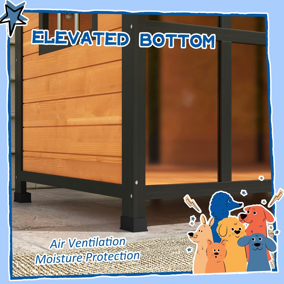image 1 of PawHut Wooden Dog Kennel, Dog House w/ Removable Floor or Large Dogs 