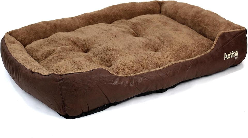 image 1 of Actiaspet Deluxe Faux Leather Dog Bed with Anti-Slip Bottom (XX-Large)