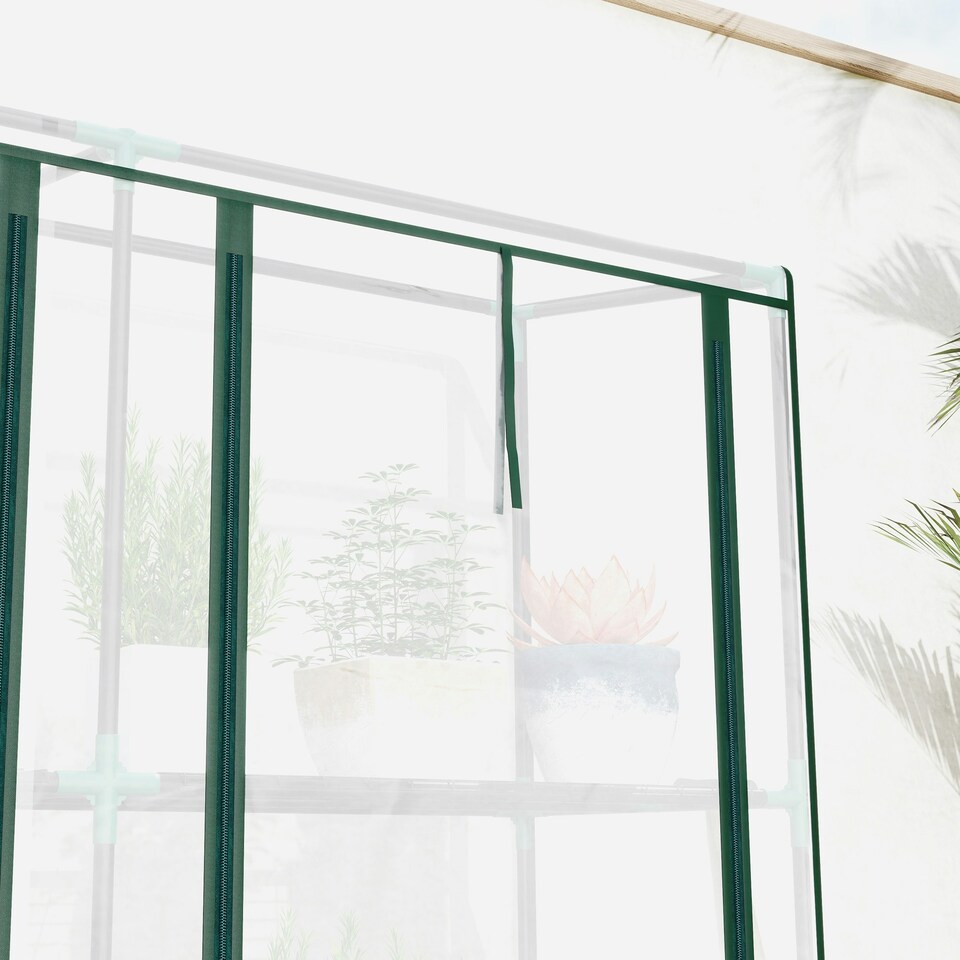 image 1 of Outsunny 3 Tier Lean-to Mini Greenhouse with Plastic Cover, Clear