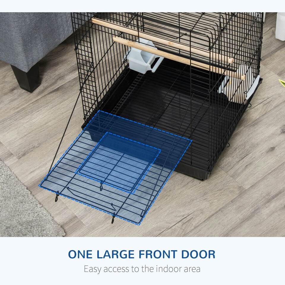 image 1 of PawHut 59cm Bird Cage with Openable Top, Stand, Tray, Handles, Feeding Bowls