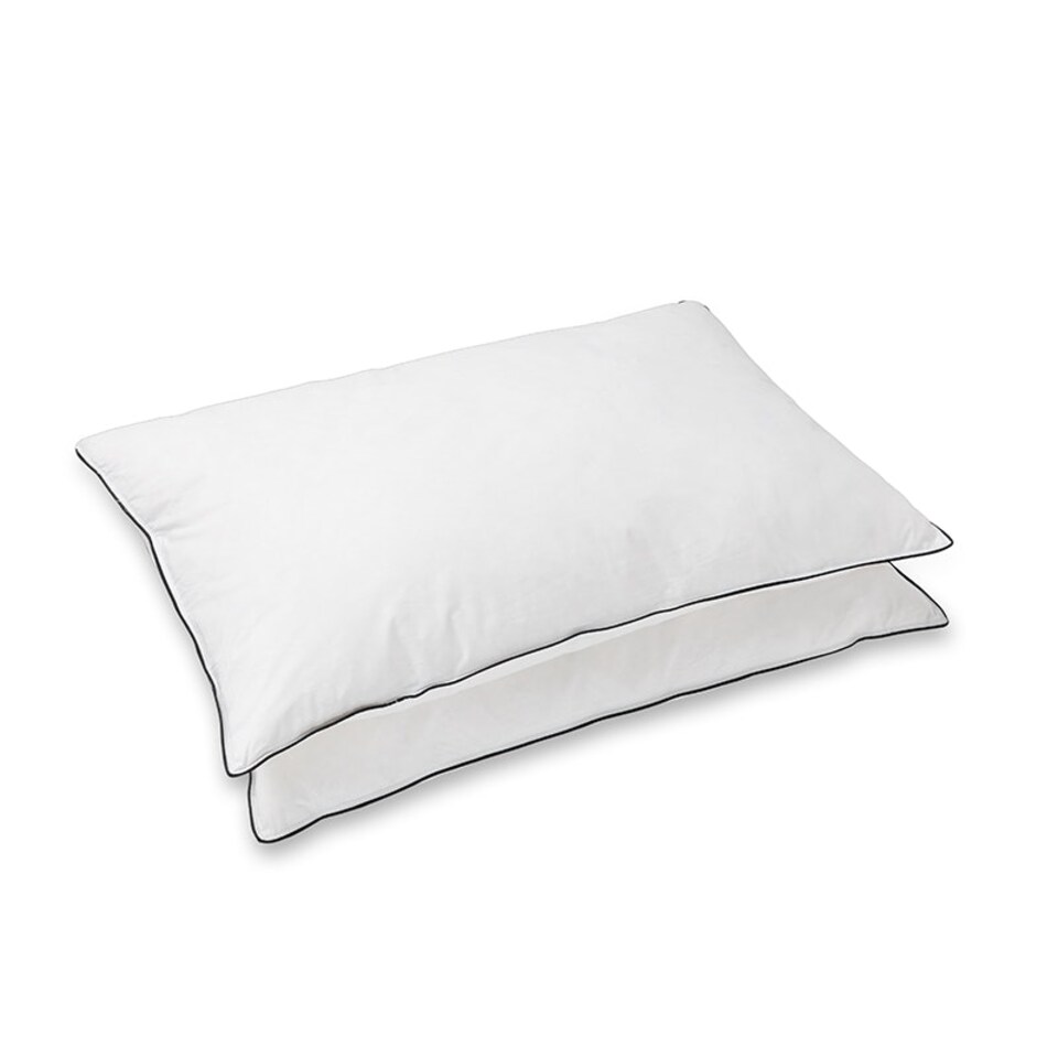 image 1 of Duck Feather Pillow Pair 100% Cotton Soft Cover Luxury Sleep White