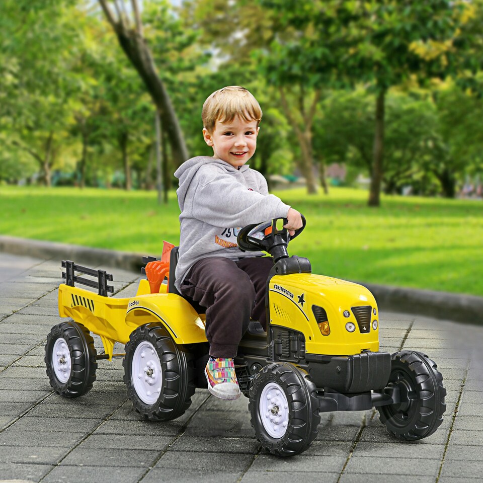 image 1 of HOMCOM Pedal Go Kart Ride on Tractor with Shovel & Rake Four Wheels Child Toy