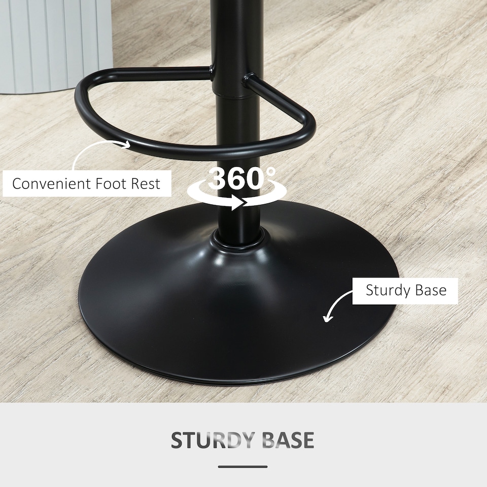 image 1 of HOMCOM Barstools Set of 2, Dining Stools with Backrest and Footrest, Grey