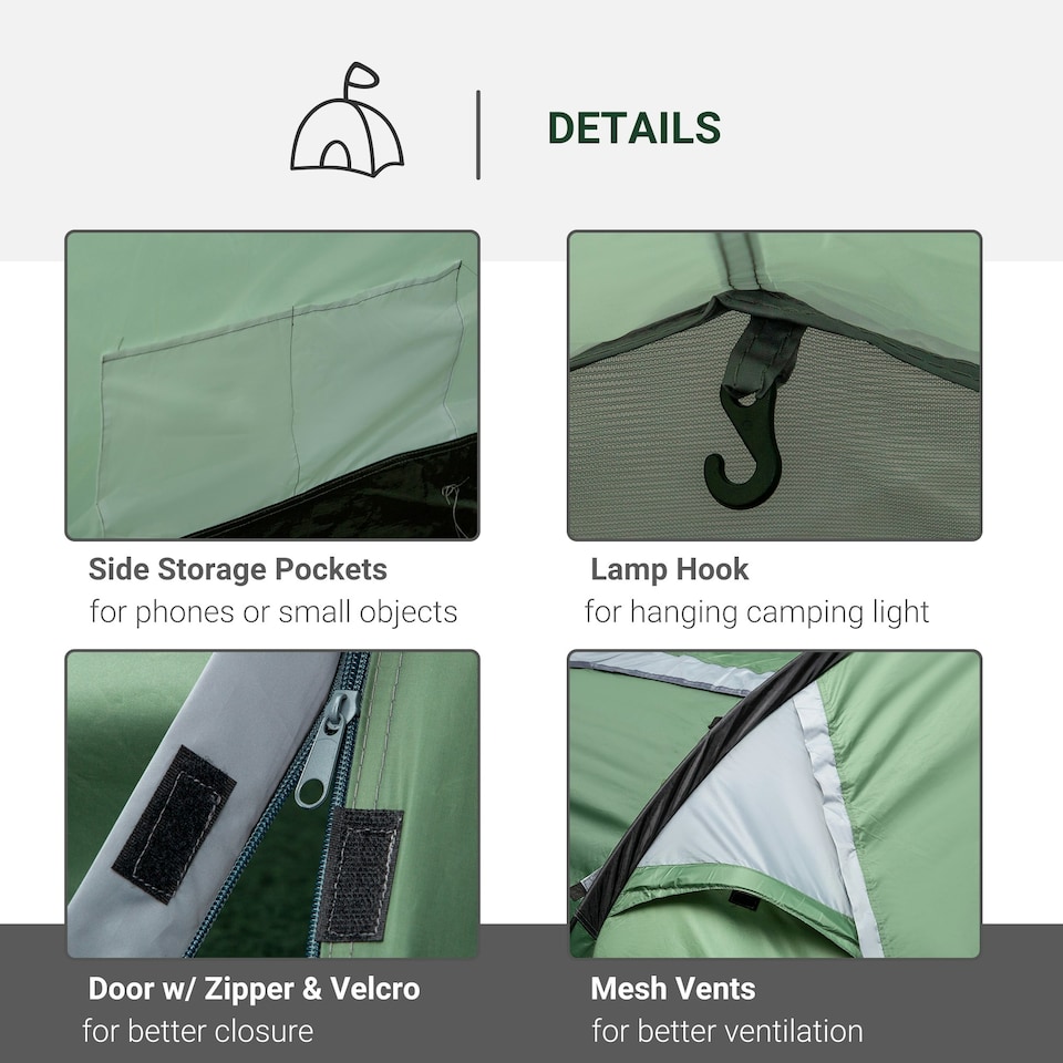 image 1 of Outsunny 3 Man Camping Tent with Porch and Weather-Resistant Rainfly, Green