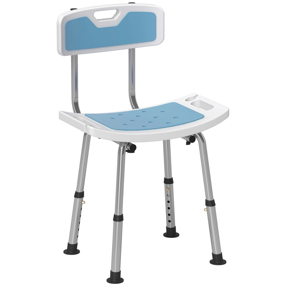 image 1 of HOMCOM Shower Stool for Elderly Disabled Adjustable Shower Stool Light Blue