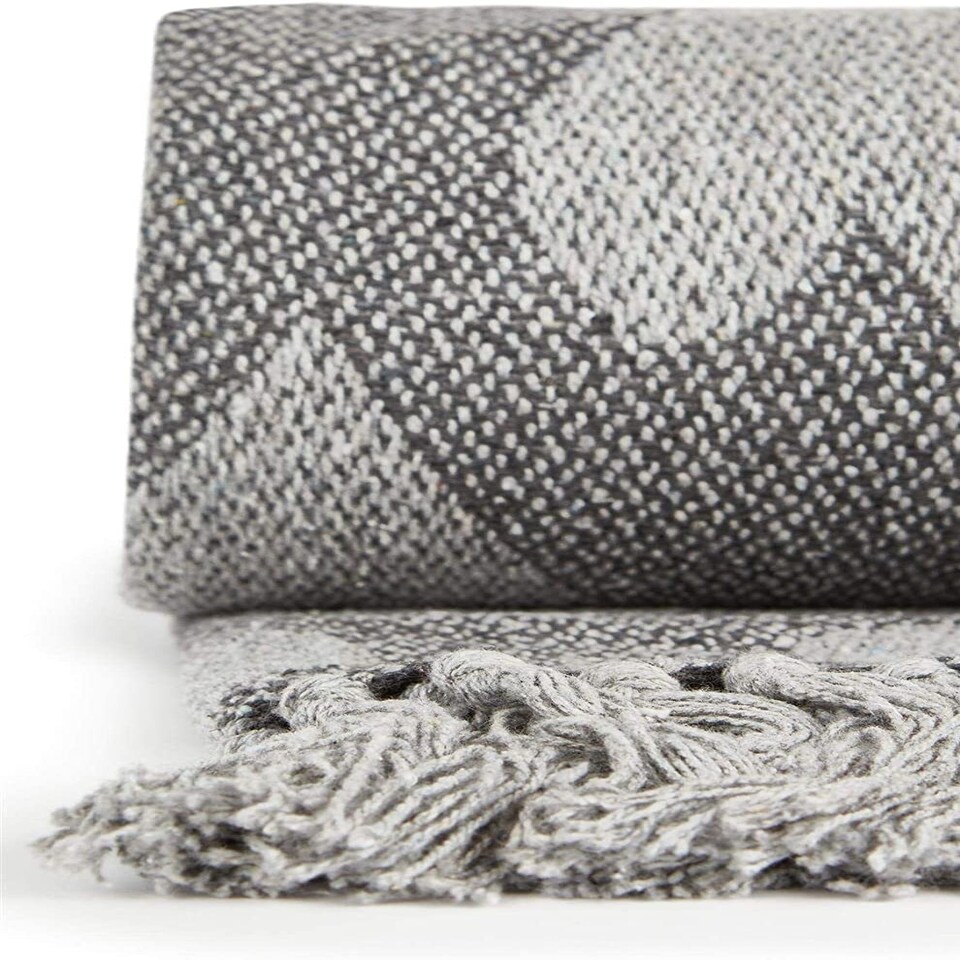 image 1 of Heart Recycled Cotton Throw 50 X 60 Inch Charcoal