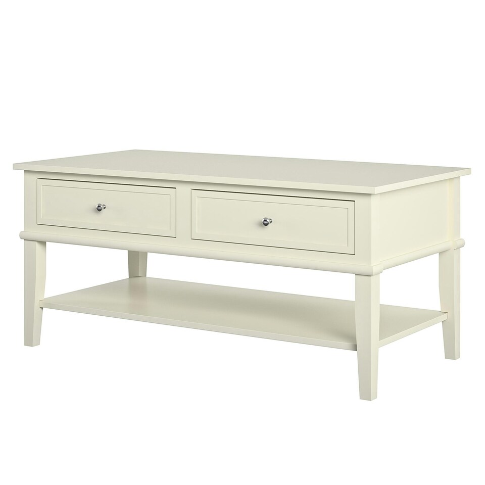 image 1 of Franklin Coffee Table with 2 Drawers White White | White