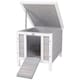 image 1 of PawHut Rabbit Hutch, Bunny Cage Outdoor Wooden House w/ Asphalt Roof, Grey