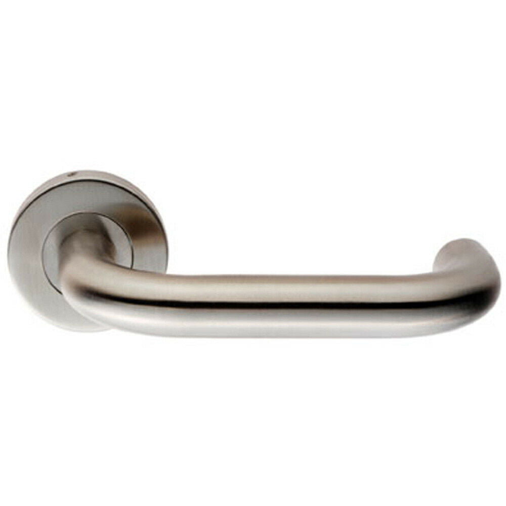 Loops PAIR 19mm Round Bar Safety Handle on Round Rose Concealed Fix Satin Steel in Metallics