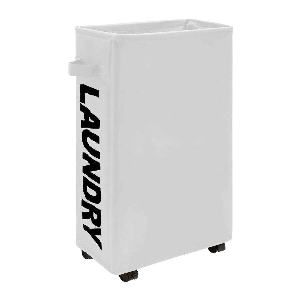 image 1 of 38L Slim Laundry Basket with Wheels, Rolling Laundry Hamper with Storage Bin