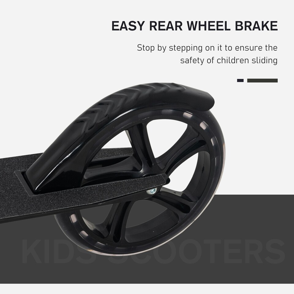 image 1 of HOMCOM Kids Scooter Ride On Toy Height Adjustable For 7-14 Years, Black