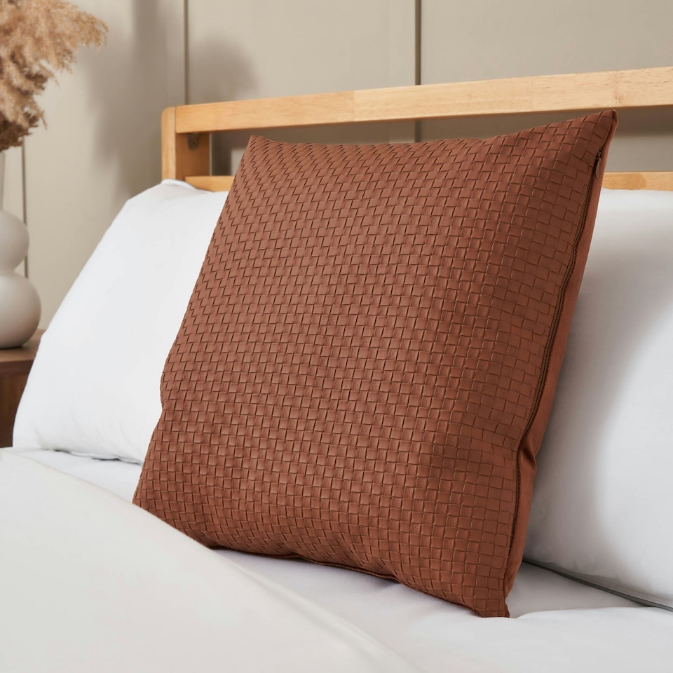 image 1 of BHS PU Weave Design Cushion, Terracotta