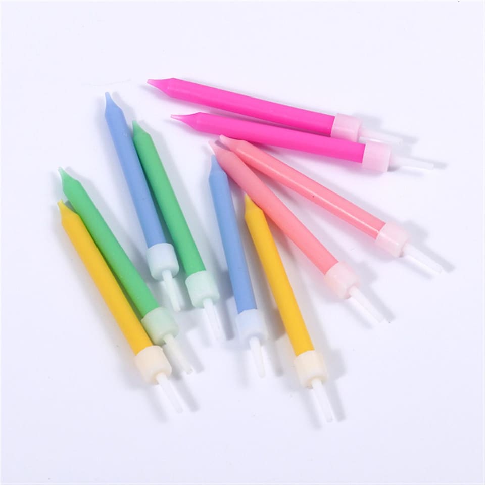 image 1 of Pack of 10 Multicolor Light Body Pins Candles With Thread Pillar