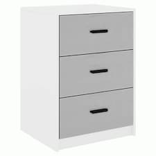 White 3-Drawer Bedside Table Grey | Colour: Cool Grey