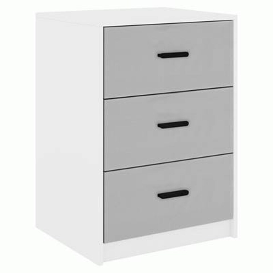 image 1 of White 3-Drawer Bedside Table Grey | Colour: Cool Grey