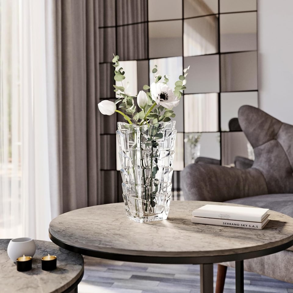 image 1 of Crystal Look Heavy Glass Bouquet Flower Vase Holder Home Table Elegant Decor | Clear | Watford