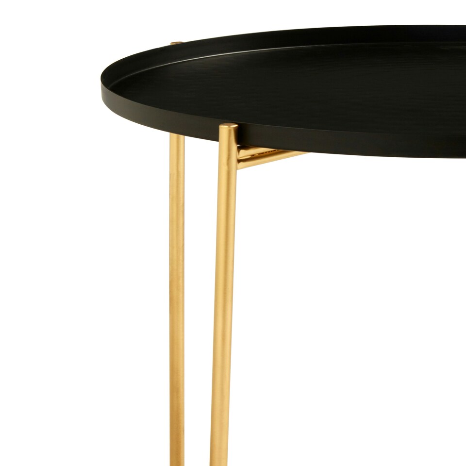 image 1 of Interiors by Premier Black Finish Round Top Side Table Black