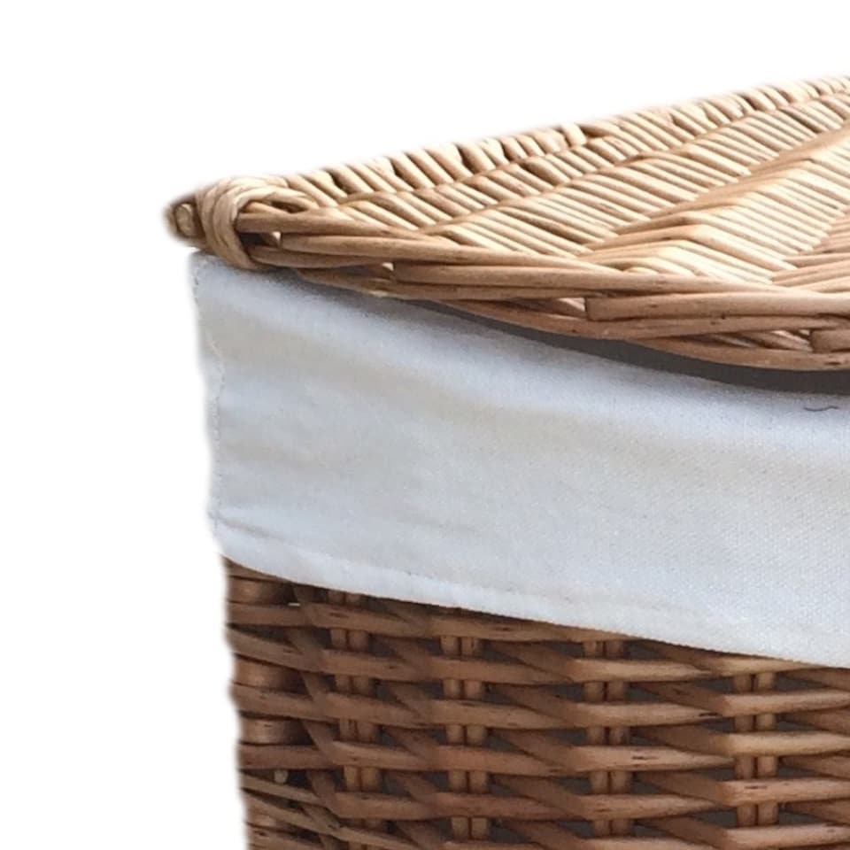 image 1 of Large Light Steamed Corner Laundry Baskets with White Lining | White | White