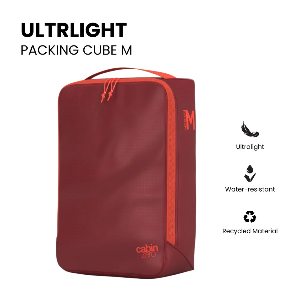 image 1 of CabinZero Ultralight Packing Cube (Medium), Lightweight Travel Organizer | Red | FIESTA RED