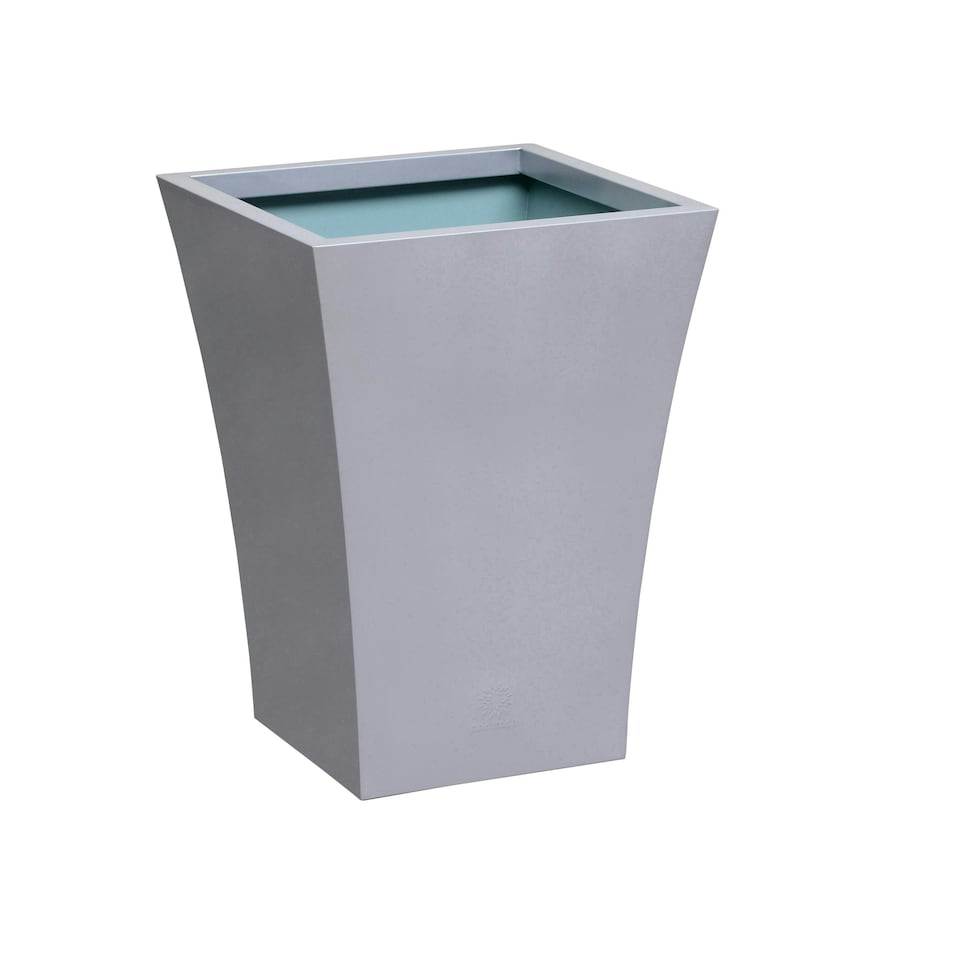 image 1 of Primrose Zinc Galvanised Silver Flared Square Planter Pot 38cm x 25cm