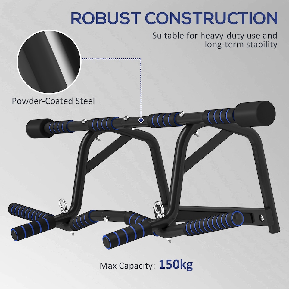 image 1 of SPORTNOW Multi-Grip Pull Up Bar, Chin Up Bar Doorway with Non-Slip Grips | Black