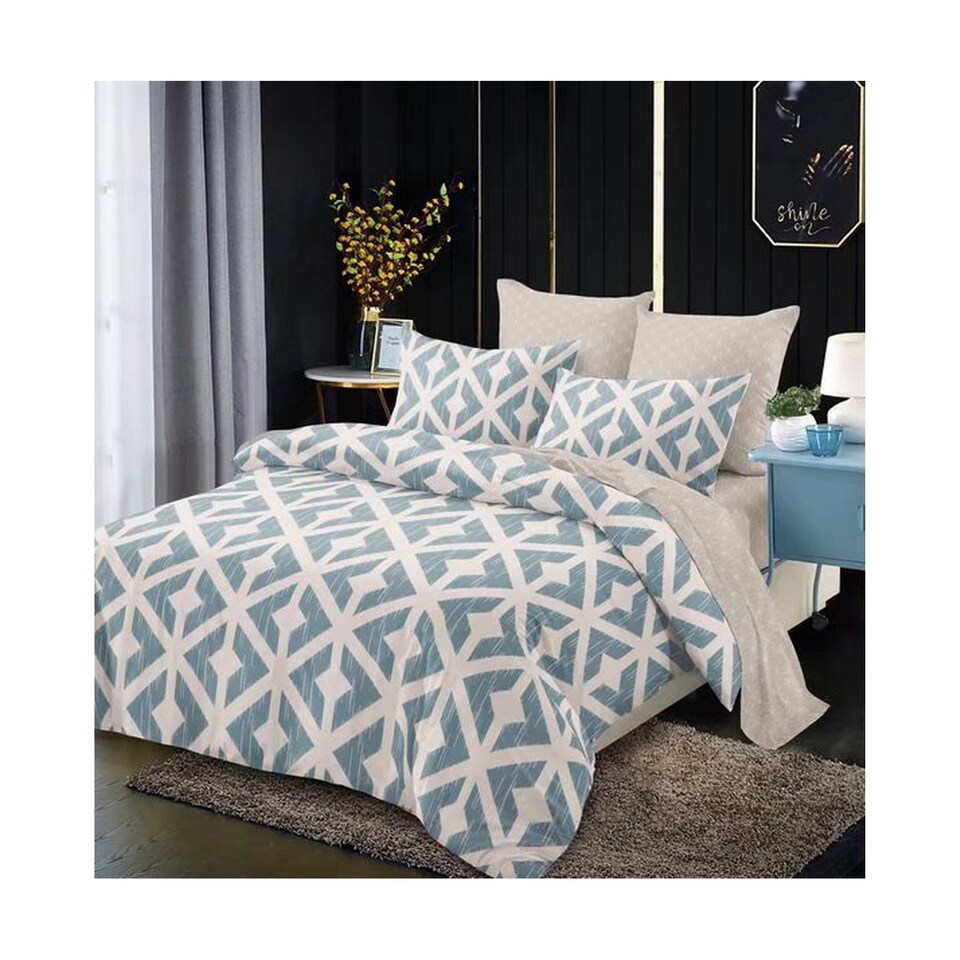 Ezysleep Aztec Blue Printed Duvet Cover Set Soft Bedding Single Double King | Multi