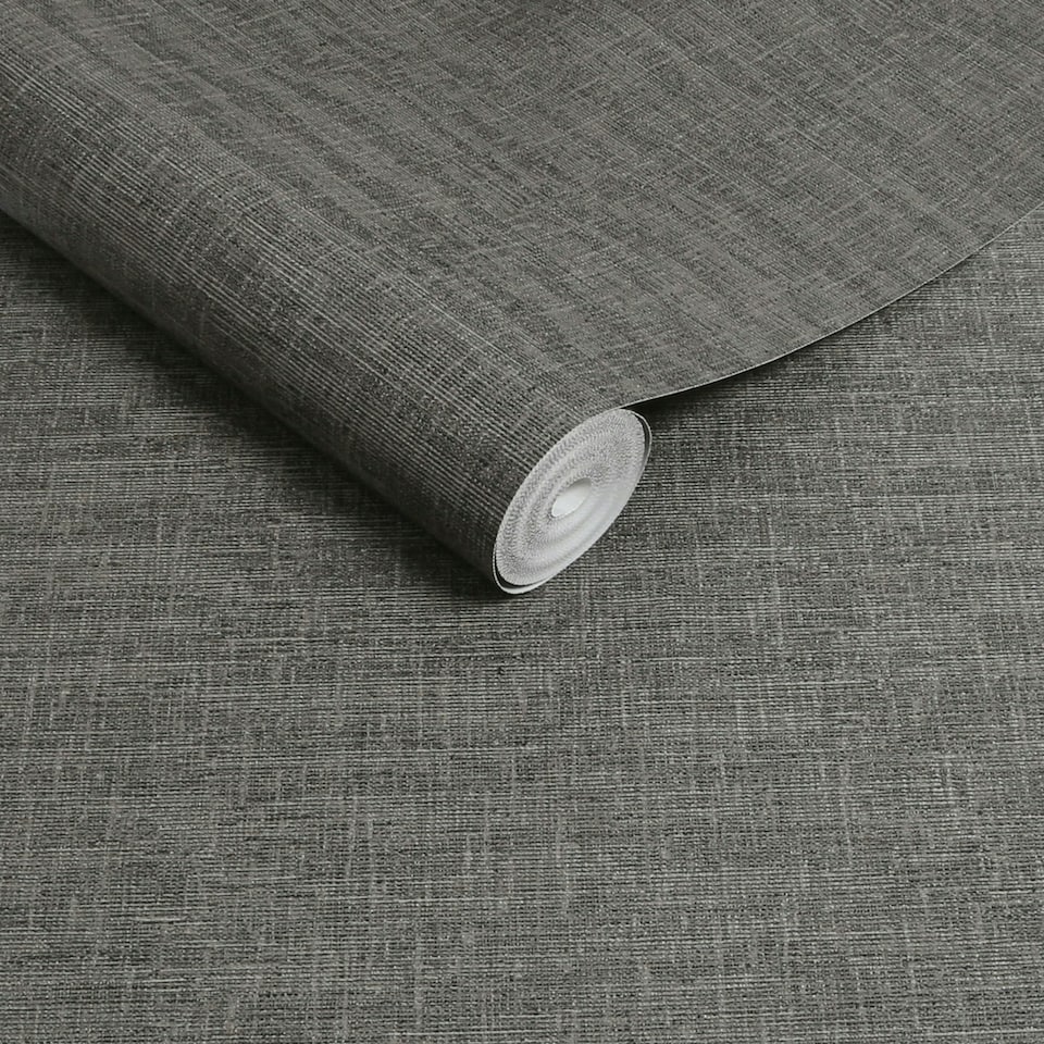 image 1 of Boutique Loom Texture Charcoal Wallpaper | Brown | Brown | 10m Length x 52cm Width