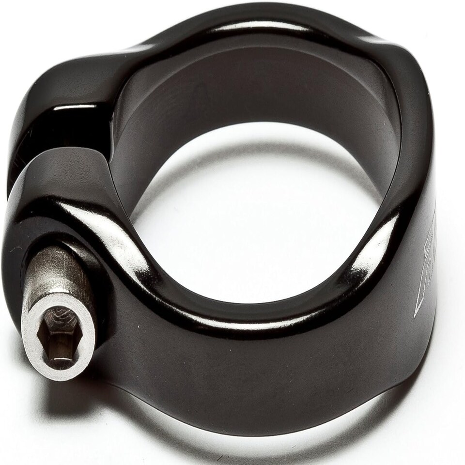 image 1 of AWE Black Alloy 6061 Bike Seat Clamp & Bolt 31.8mm