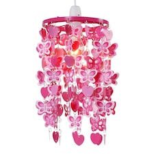 ValueLights Pink Children's Hearts And Butterflies Pendant Shade | Pink