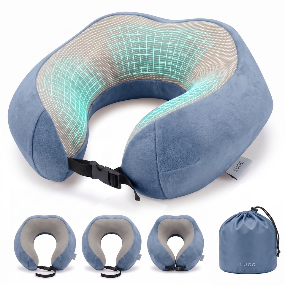image 1 of Lugg Memory Foam Travel Pillow with Storage Bag 360 Degree Neck Support