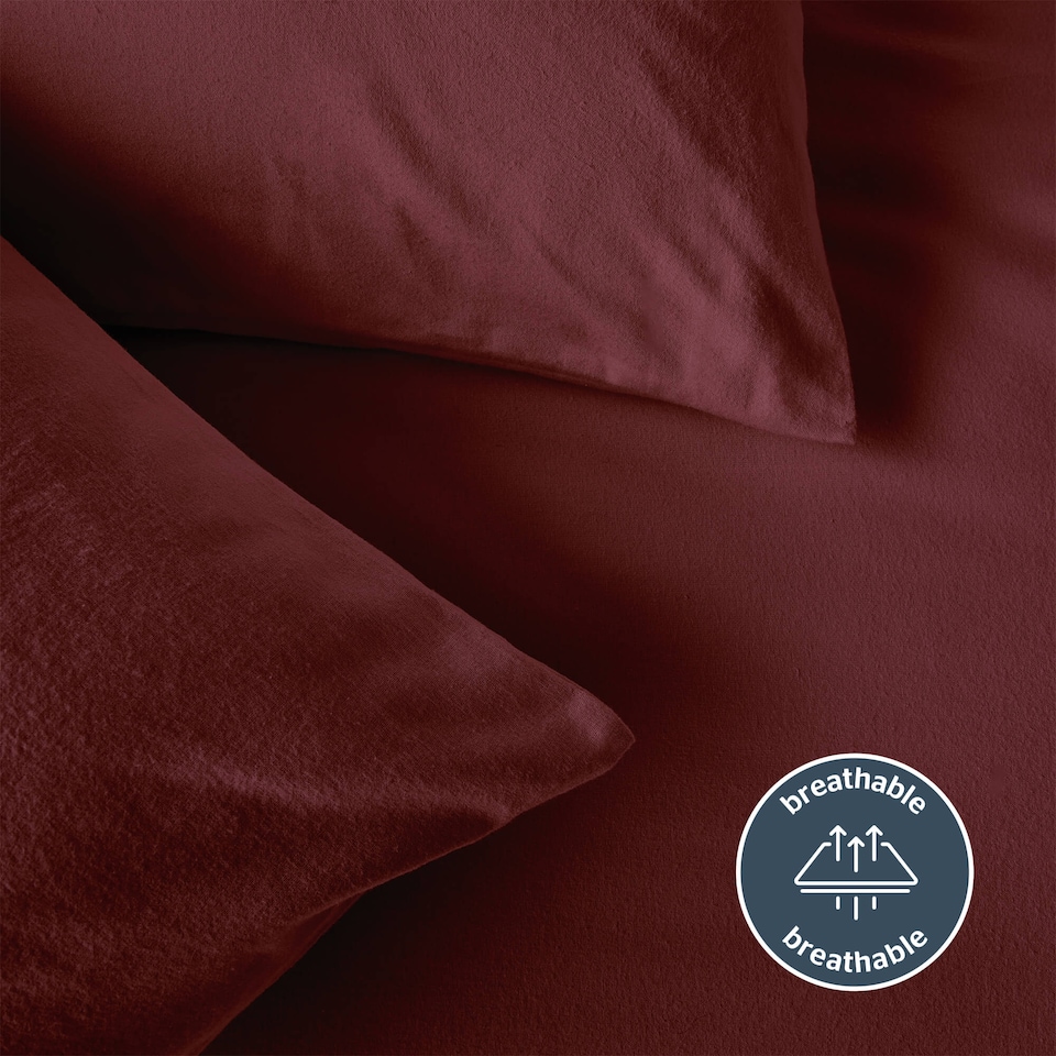 image 1 of Silentnight Brushed Cotton Duvet Cover Set, Burgundy