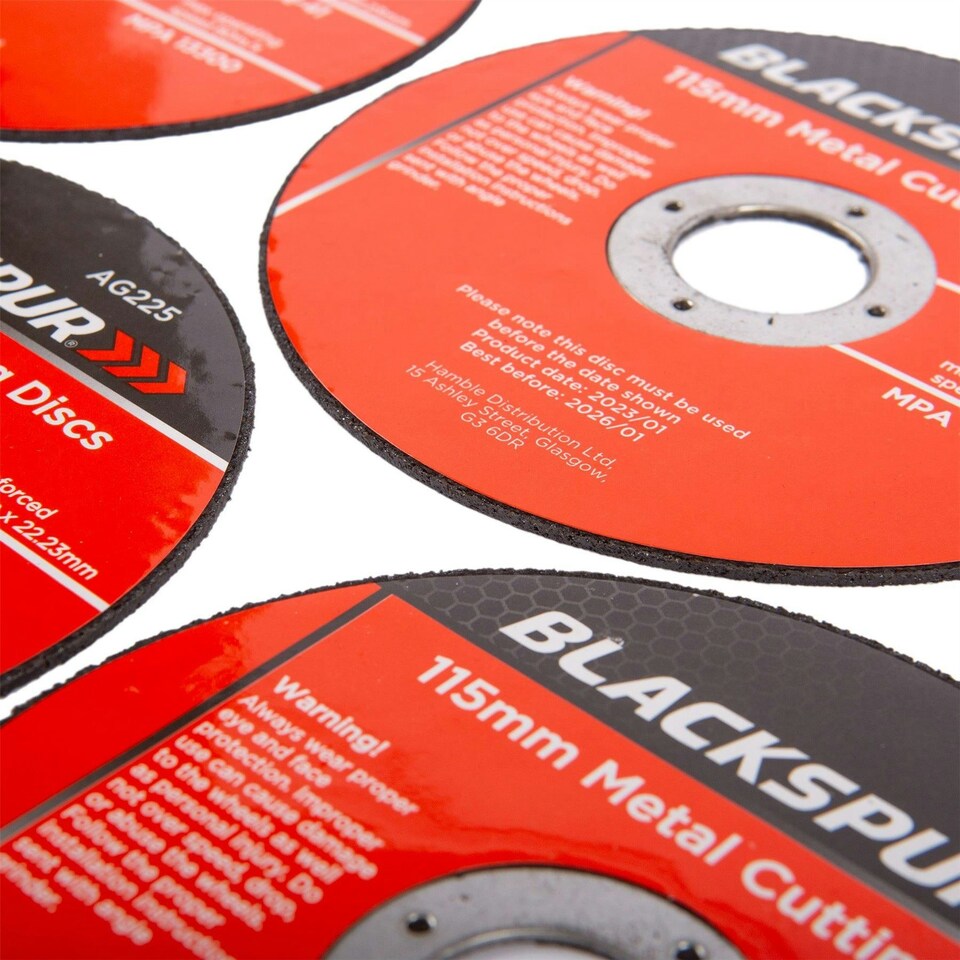 image 1 of Blackspur Metal Cutting Discs - 115mm x 1.2mm (4.5") - Pack of 5