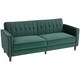 image 1 of HOMCOM Convertible Sofa Futon Velvet-Touch Tufted Couch Sofa Bed Green