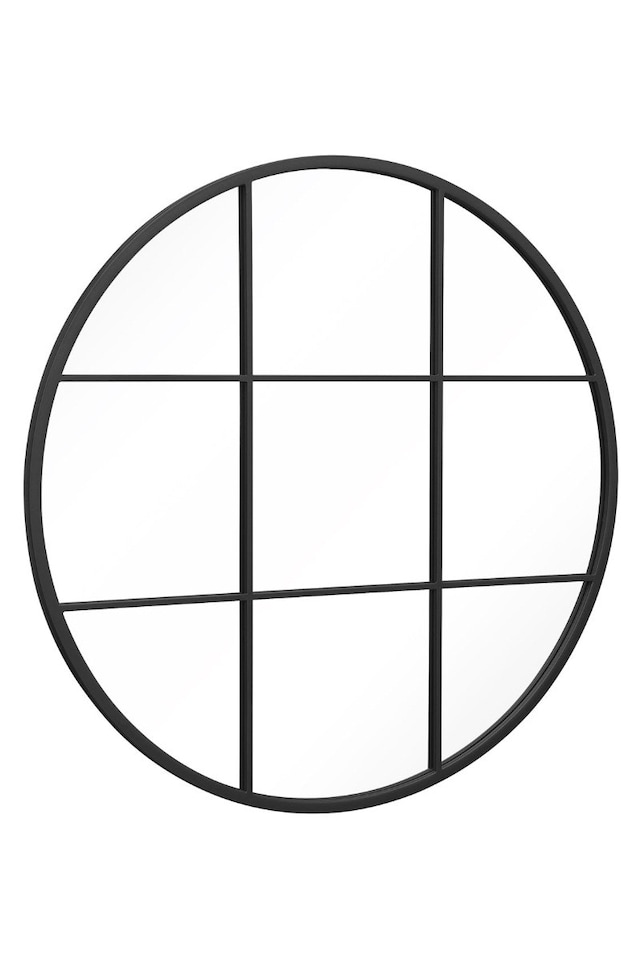 image 1 of The Circulus - Black Metal Frame Round Garden Wall Mirror 39" x 39" (100x100CM) | Black