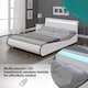 image 3 of Orion LED Lights Headboard Gaming Style White and Black Faux Leather Bed Frame (Double) | White | White