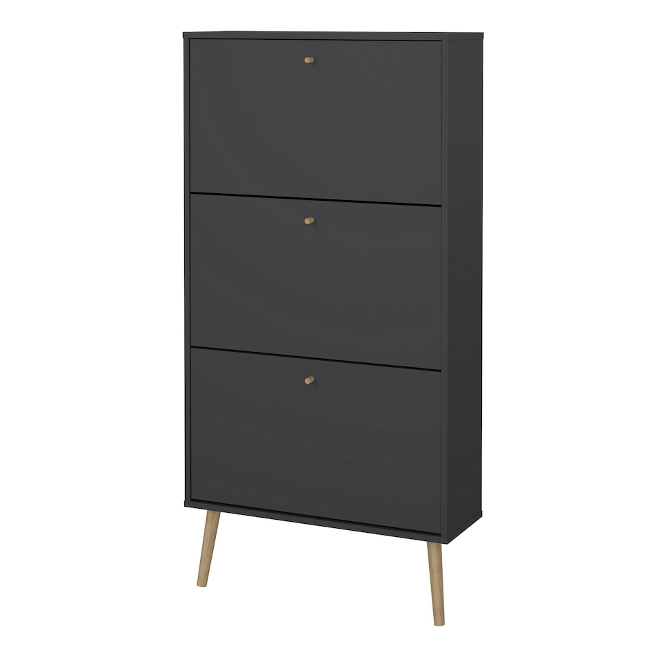 image 1 of Cumbria Shoe Cabinet 3 Flip Down Doors Dark Grey