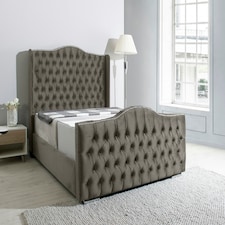 Saturn Wing Plush Double Bed Frame - Grey