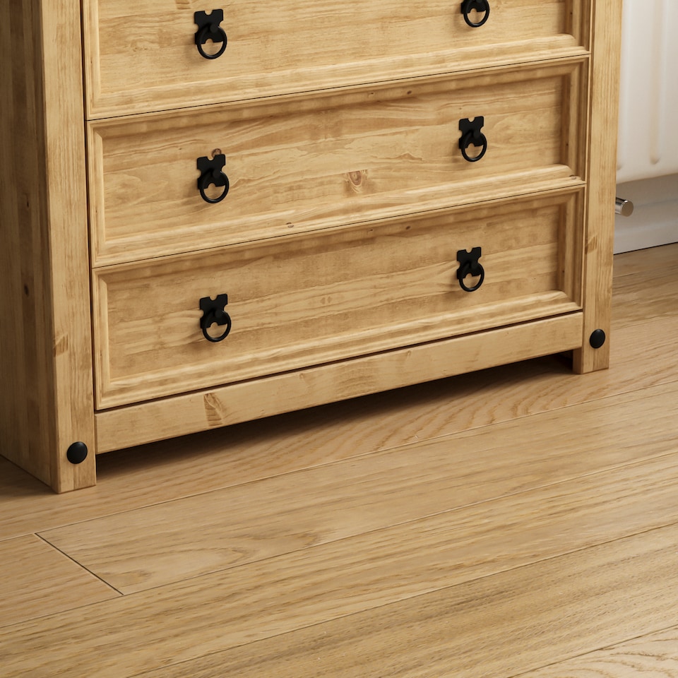 image 1 of Vida Designs Corona 5 Drawer Chest of Drawers Rustic Furniture, Solid Pine Wood
